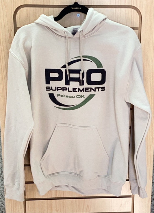 HOODIE SAND w BLACK/GREEN LOGO