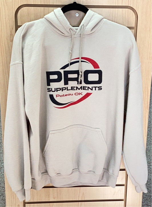 HOODIE SAND w BLACK/RED LOGO